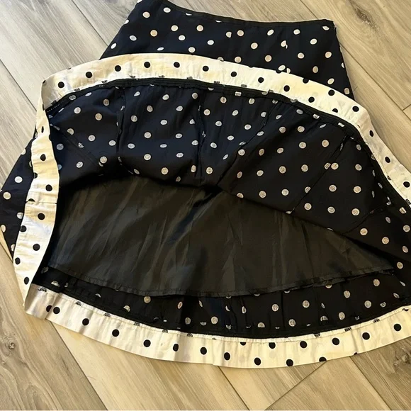 Carole Little Womens Polka Dot Fit-flare Cotton Midi Skirt Lined Size 8 EUC Blue - Picture 6 of 9